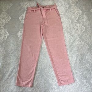 Loft Marissa Linen Blend Slim Leg Pants With Belt Pink Size 2